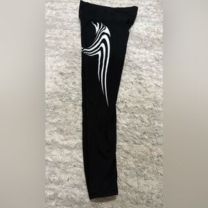 Black Leggings with White Graphic Design